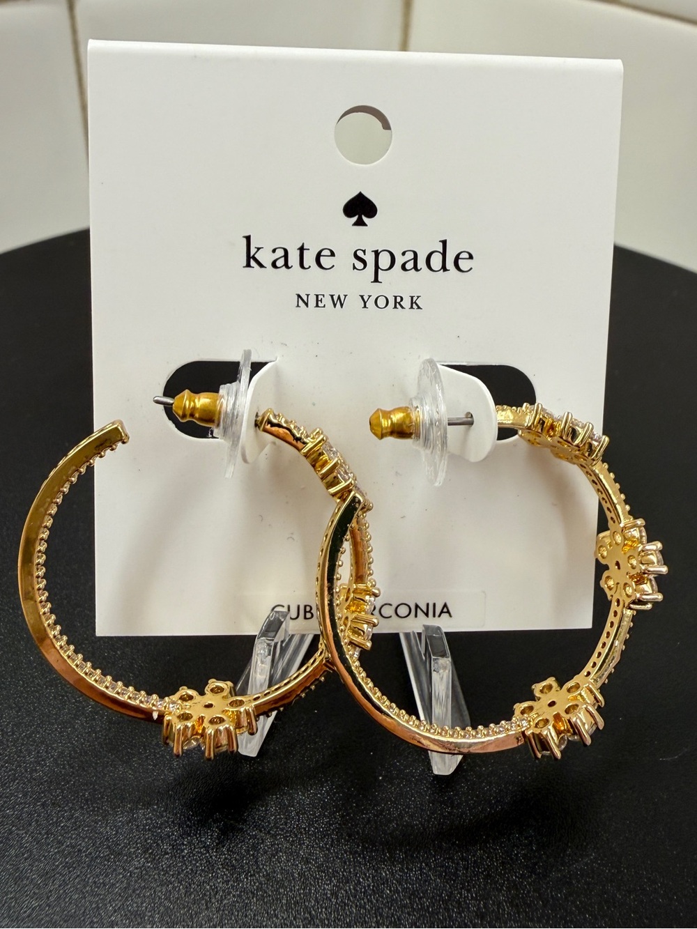 kate spade Gold Hoop Earrings with Crystal Accents